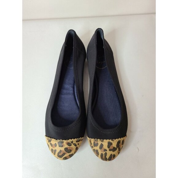 Jack Rogers Womens Ballet Flats Size 7.5M Black Leopard Print Slip On Shoes - Picture 2 of 8